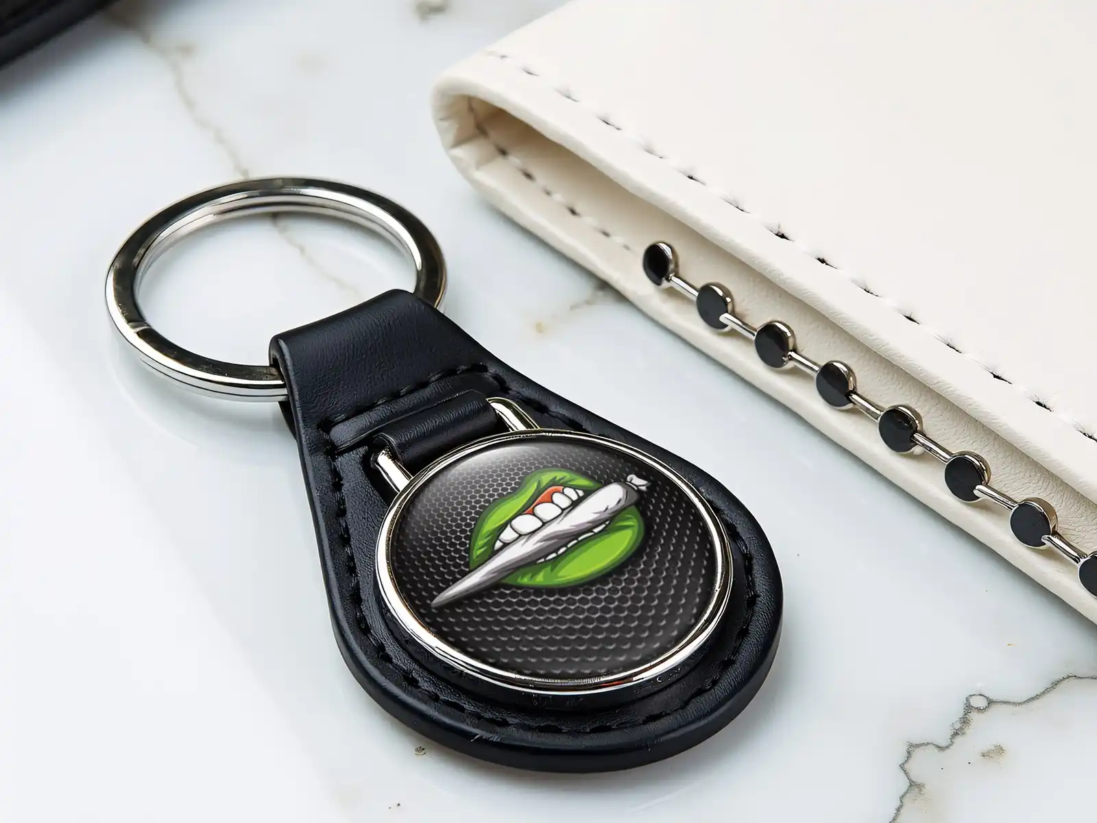 Leather Keychain With Ring Stylish Design